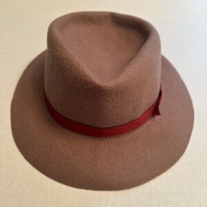 Vintage LL Bean 100% Wool Fitted‎ Fedora Hat Size Medium Brown Tan Made In USA